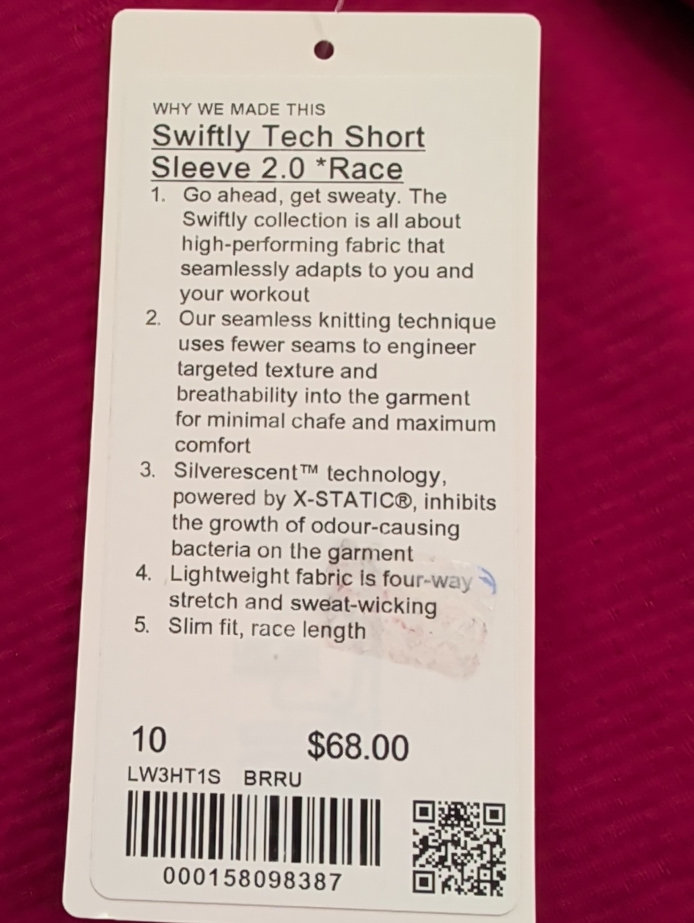 Lululemon Swiftly Tech Short Sleeve 2.0 Race Length Berry Rumble NWT - Picture 6 of 6